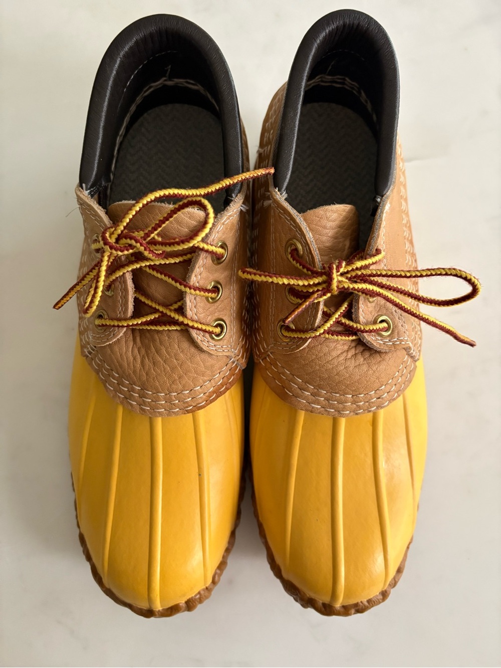 L.L. Bean Yellow Duck-Style Maine Hunting Shoe with Tan Leather Collar